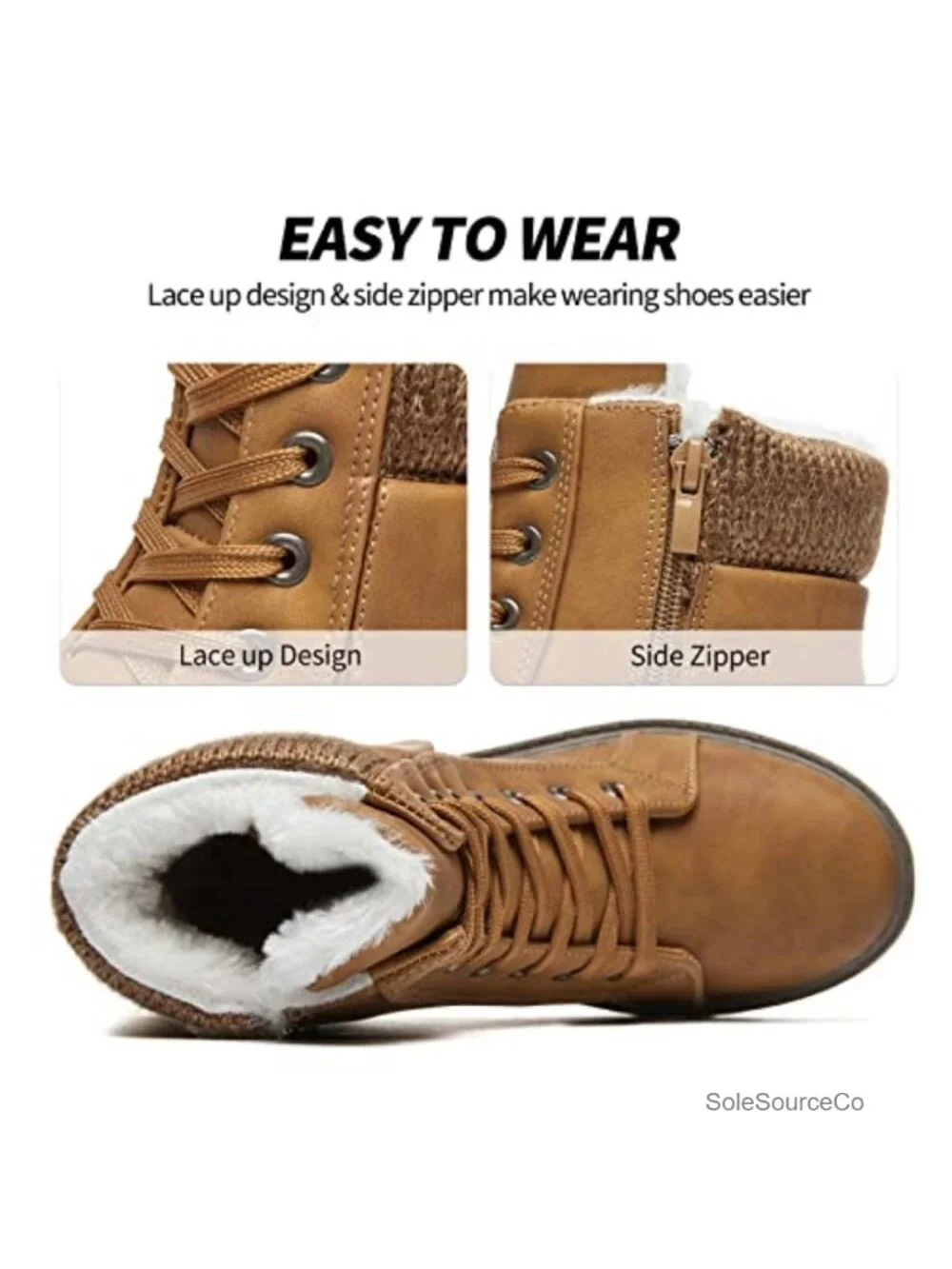 Women's Winter Snow Boots Fur Lined Ankle Boots Water Resistant Slip Resistant